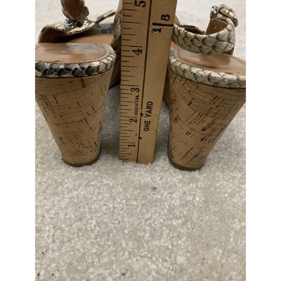 Coach Snakeskin Peep Toe Slingback Wedge Sandals Heels 9.5B Flaw - Picture 4 of 12